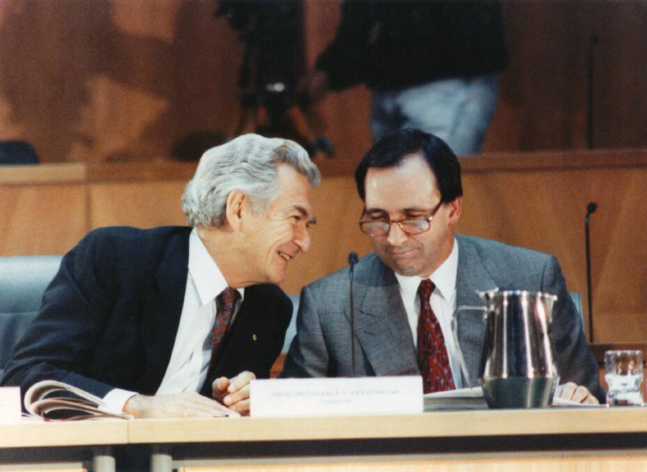 Prime minister Bob Hawke and treasurer Paul Keating in 1990 when a recession struck. 