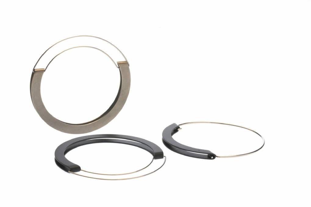 Mirror bracelets by Phoebe Porter made from titanium, aluminium and stainless steel. Photo: Supplied