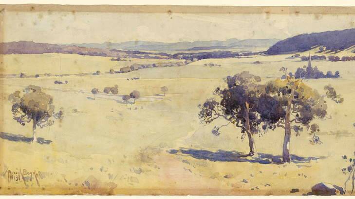 Penleigh Boyd's watercolour, <i>The Canberra Site</i>, 1913. Photo: Supplied by the National Library