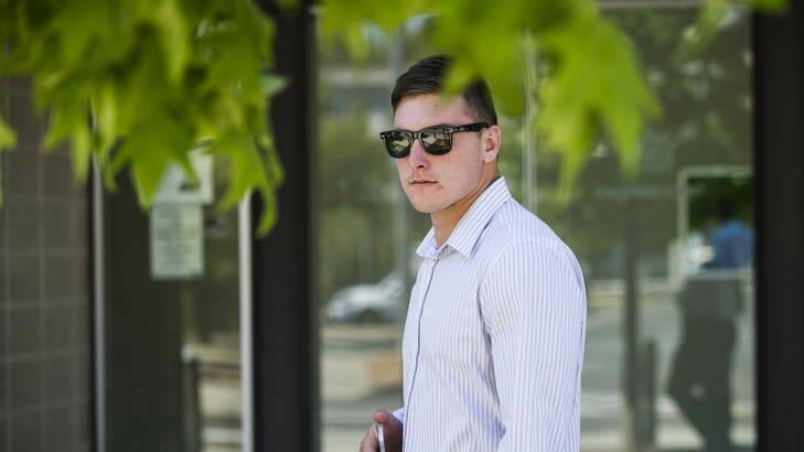 Accused king-hitter, Levi Freeman-Quay, leaves the Magistrates Court.