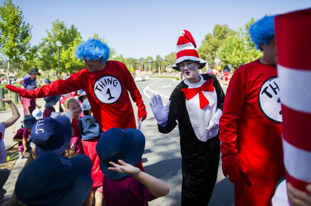 The kids were amused with their teachers' Dr Seuss costumes. Photo: Rohan Thomson