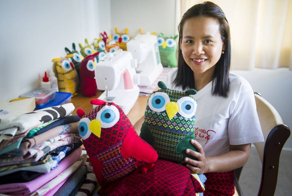 Pakao Sorn and her handmade owls. Photo: Elesa Kurtz