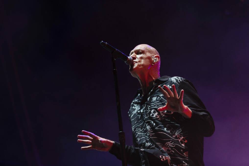 Turn the Mahler down: Peter Garrett with Midnight Oil at The Domain on Saturday night. Photo: Brook Mitchell