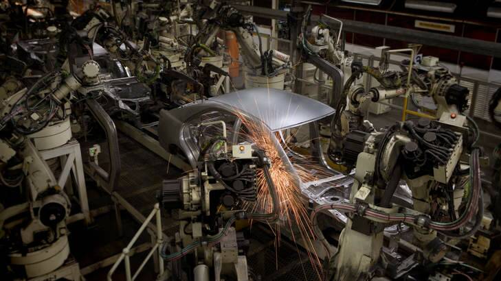 The production line at the Toyota plant in Altona, west of Melbourne. Photo: Paul Jones