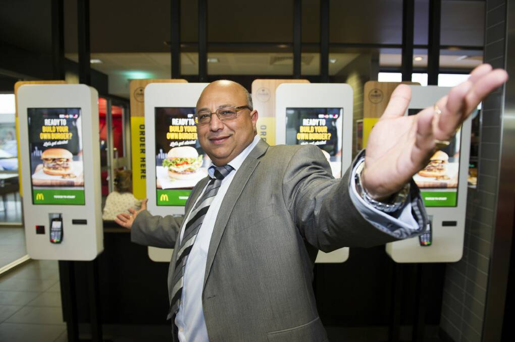 Hani Sidaros at McDonald's Gold Creek, one of 12 McDonald's restaurants he owns in Canberra. Photo: Jay Cronan