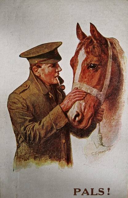 Pals: WWI soldier and companion.