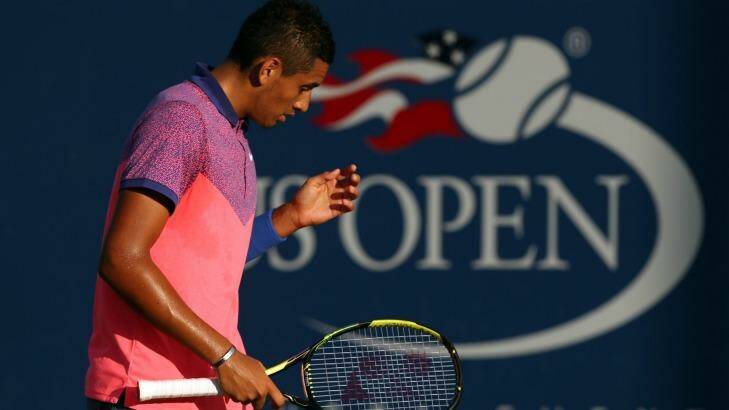 Nick Kyrgios during his second-round match against Andreas Seppi. Photo: AFP