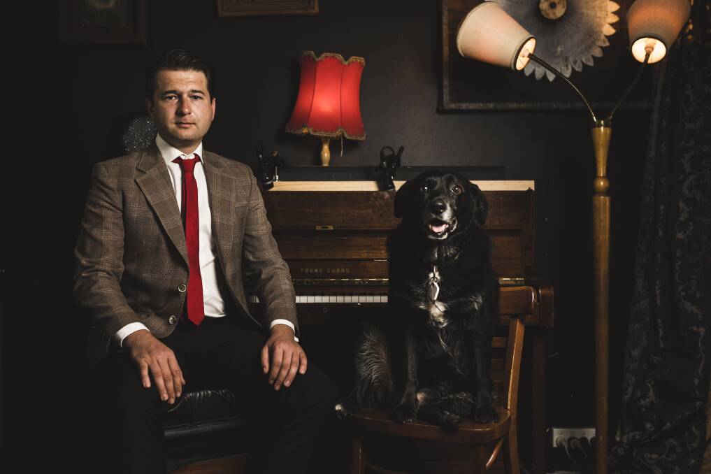 Former Sex Party candidate Steven Bailey, with his dog Bruce. Photo: Jamila Toderas