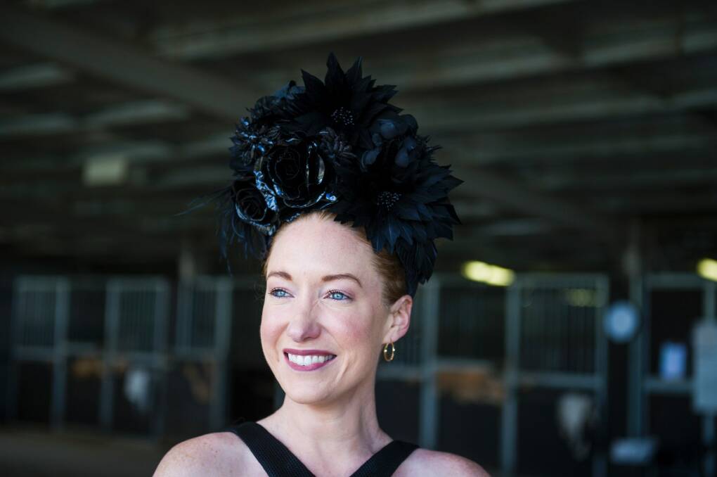 Henry says judges are looking for darker colours on Sunday, like this headpiece by Jerrabomberra milliner Cynthia Jones-Bryson. Photo: Dion Georgopoulos