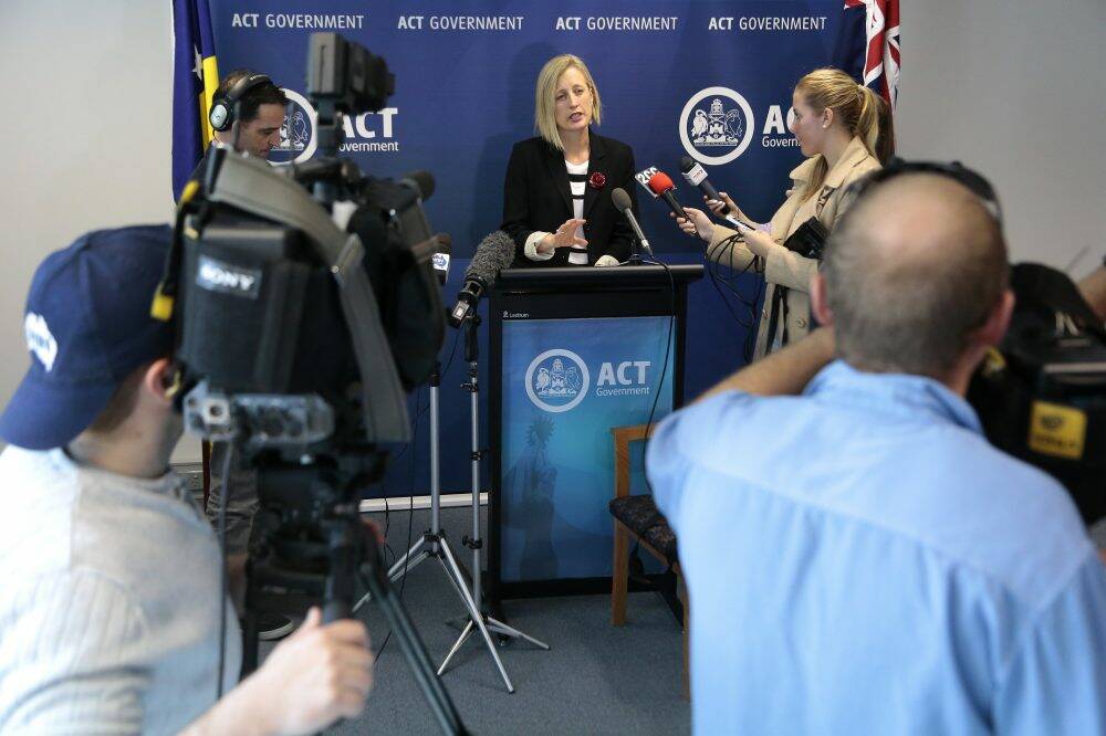 ACT Chief Minister Katy Gallagher announced an assistance package for households affected by Mr Fluffy asbestos.  Photo: Jeffrey Chan