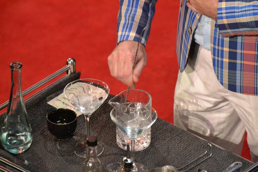 Phillip A. Jones mixed a martini live as part of his TEDx Canberra talk in 2015. Photo: Supplied