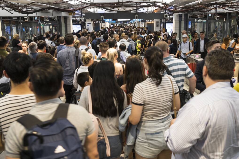 Commuters endured major overcrowding at Town Hall station during the network meltdown last month.  Photo: Louie Douvis