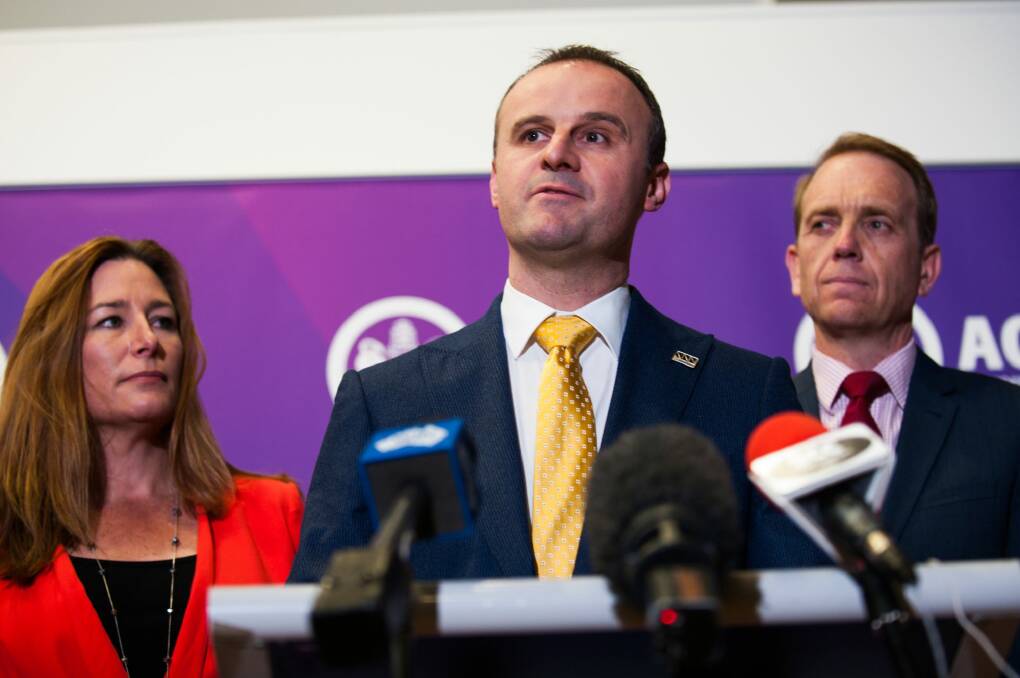 Chief Minister Andrew Barr delivering the ACT budget on Tuesday. Photo: Elesa Kurtz