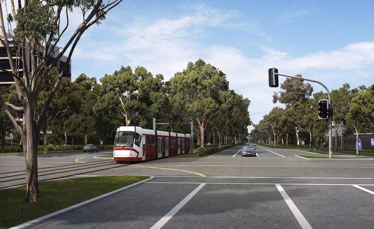 Quiet streets ... how light rail might look on Northbourne Avenue.
