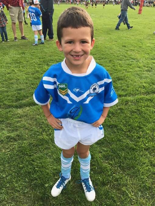 Jett Campese, 5, made his rugby league debut on the weekend. Photo: Supplied
