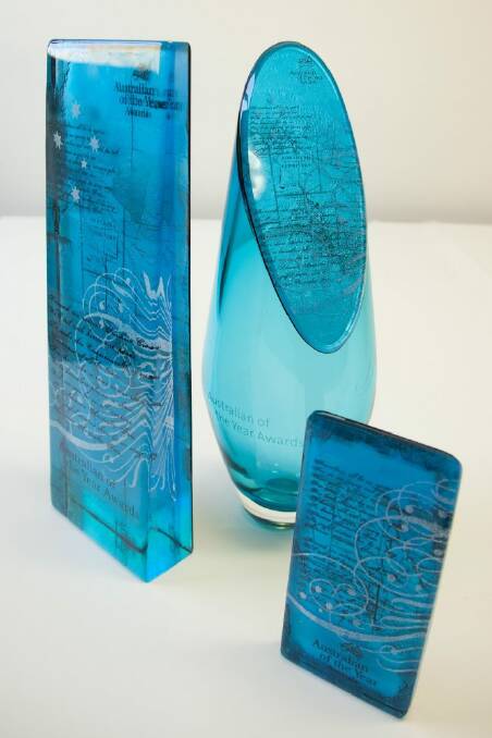 Kristin McFarlane's Australian of the Year trophies.