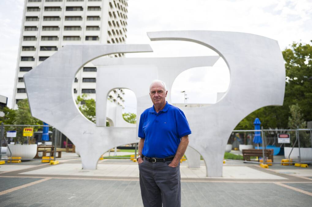 Architect John Easthope at the Plaza in Woden. He did the square's first face-lift. Photo: Dion Georgopoulos 