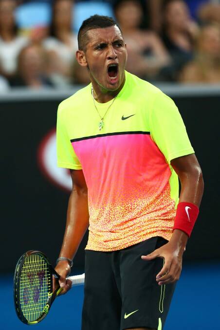 Nick Kyrgios lets his temper flare during his five-set thriller against Andreas Seppi. Photo: Getty Images