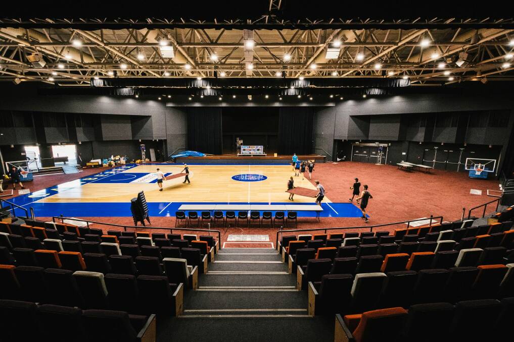The National Convention Centre is transformed to host a home game for the Canberra Capitals. Photo: Rohan Thomson