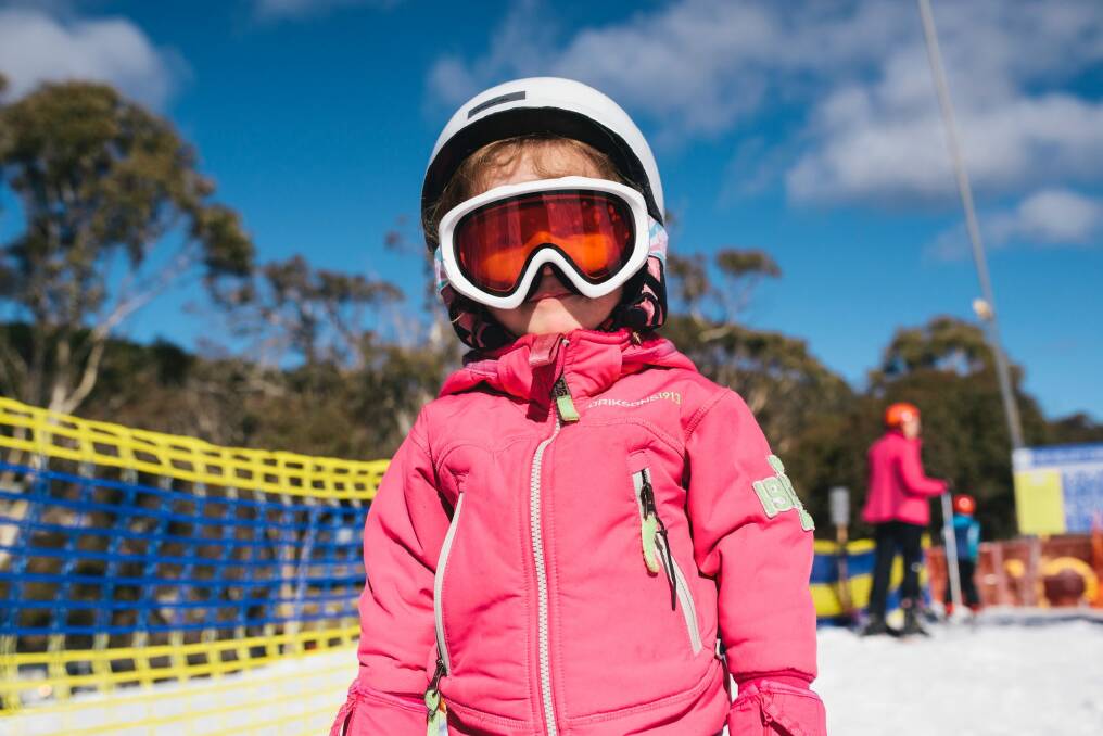 Adelaide Ballard, 3, of Queanbyean on the slopes of Corin Forest.  Photo: Rohan Thomson
