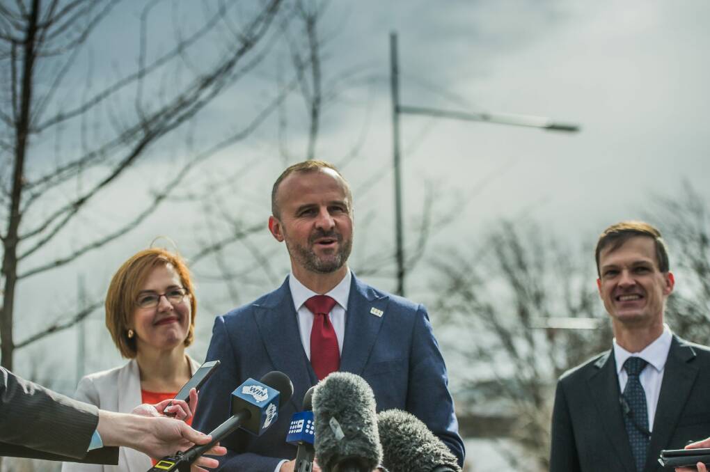 Chief Minister Andrew Barr on Tuesday, after announcing the fuirst balanced budget result in five years. Photo: Karleen Minney