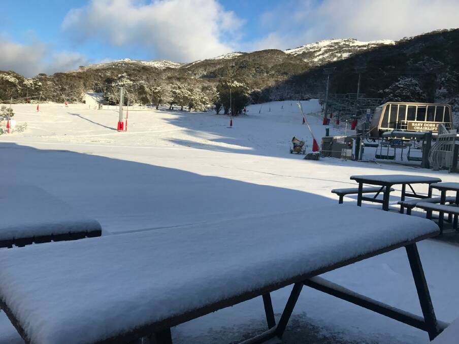 Thredbo Ski Resort- Ski slopes and winter picnic tables  Photo: Thredbo Ski Resort 