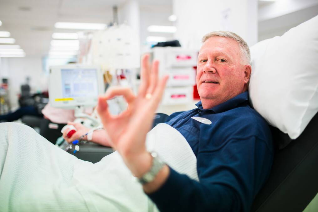 Michael Taarnby donating blood at the Red Cross. He has O Negative blood type. Photo: Rohan Thomson