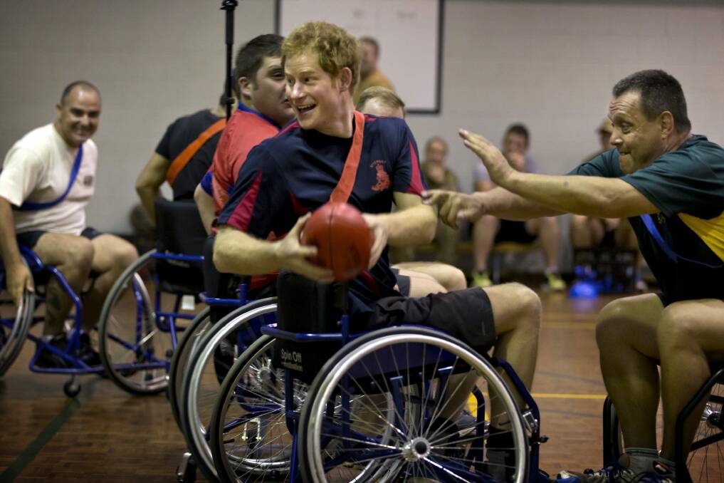 Prince Harry plays wheelchair AFL with wounded soldiers in Darwin. Photo: Department of Defence