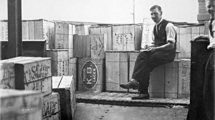A 1928 photograph of the first load of alcohol ever legally delivered to Canberra. Photo: National Archives of Australia 