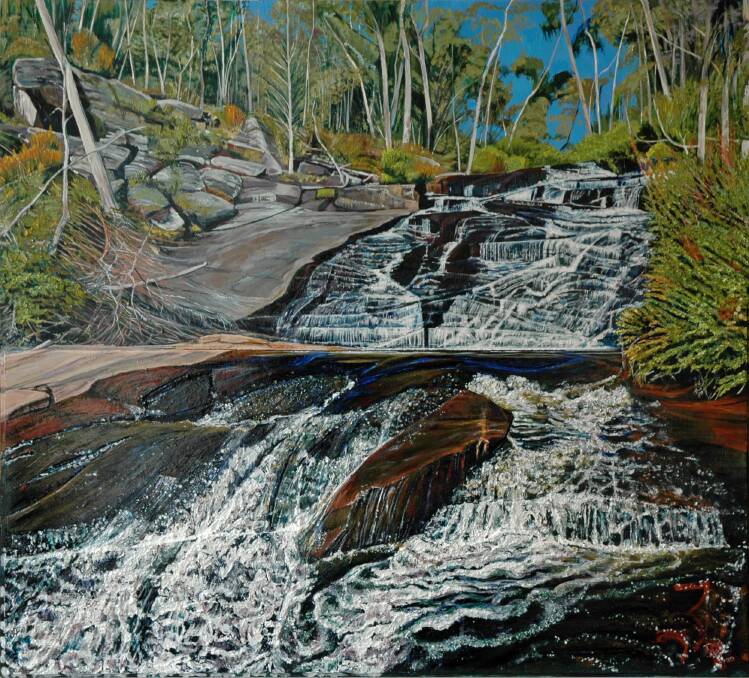 Phil Ryan's painting of Three Mile Creek Cascade.

Correct version Photo: Supplied