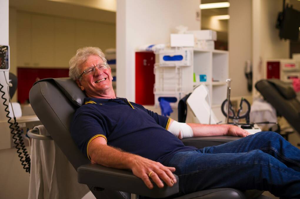 Chris Armstrong donating blood. Photo: Dion Georgopoulos
