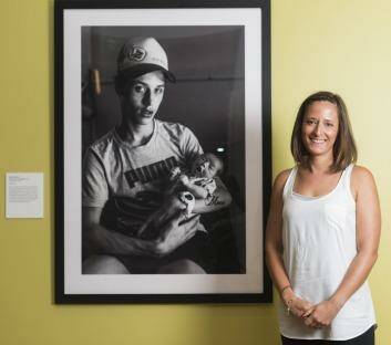National Photographic Portrait Prize runner-up Katherine Williams with her portrait <i>Barry & Alkirra</i>. Photo: Rohan Thomson