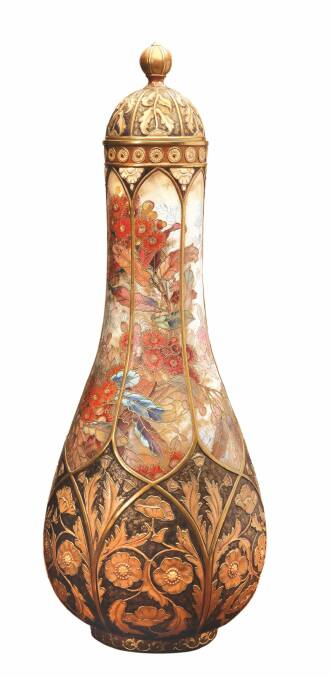 A Doulton & Co vase with floral gum decoration by Louise Bilton, 1887,at Government House Photo: Wendy McDougall