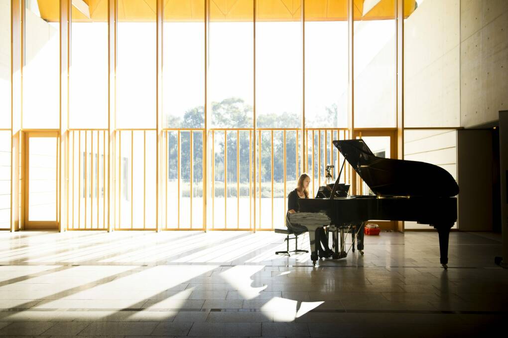 Emily Buckley was one of five musicians from the Australian National University (ANU) School of Music to take part in a six-hour music marathon to honour French composer Erik Satie. Photo: Jay Cronan