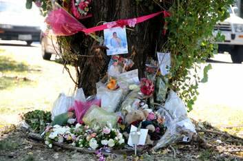 A memorial to the four people who died was put up near the crash site. Photo: Kate Leith