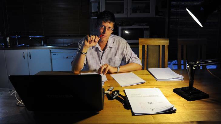 Teacher Stephen Hood will spend up to three hours working at home after a day at school. Photo: Colleen Petch