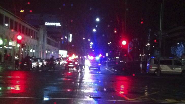 ACT police cordon off a section of Northbourne Avenue and London Circuit. Photo: Jenna Clarke