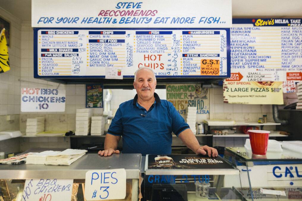 Steve's takeaway shop owner, Steve Krikonis  has been open for business at the Melba shops since 1993. Photo: Rohan Thomson