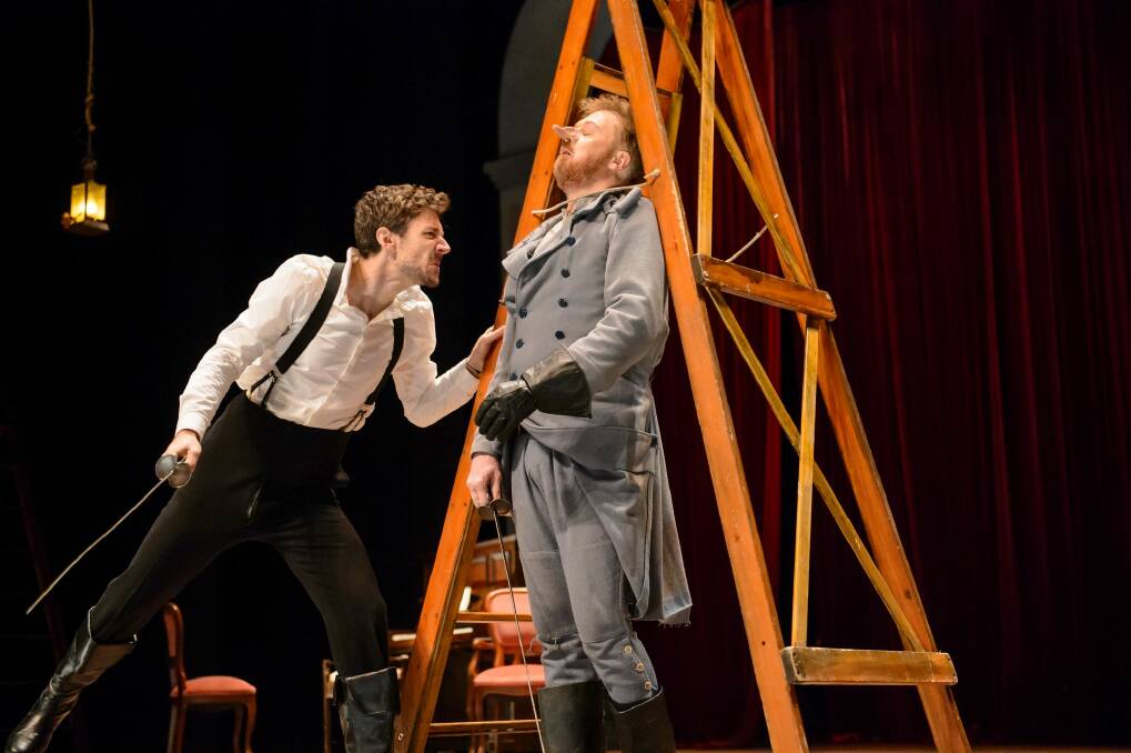 Tim Walter, left as Valvert and Damien Ryan as Cyrano in Cyrano de Bergerac at the Playhouse.  Photo: Sitthixay Ditthavong