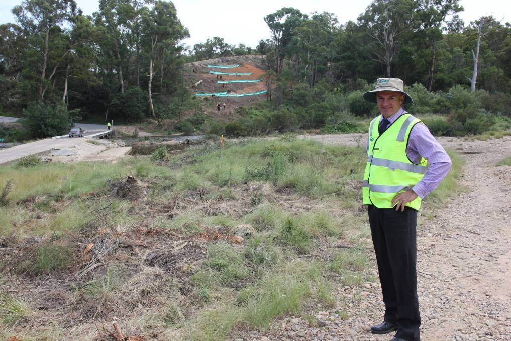 Goulburn Mulwaree Council operations director Matt O'Rourke pictured at the old Oallen Ford bridge in February, 2015 as construction was beginning. Photo: Goulburn Post