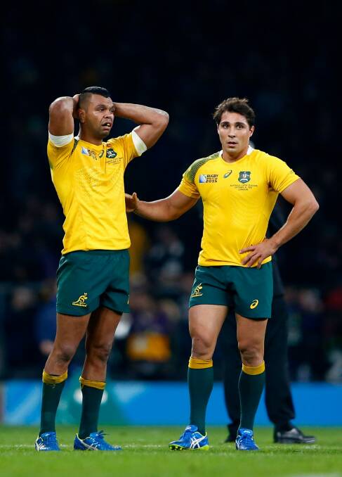 Kurtley Beale and Nick Phipps are dejected following Australia's defeat. Photo: Getty Images