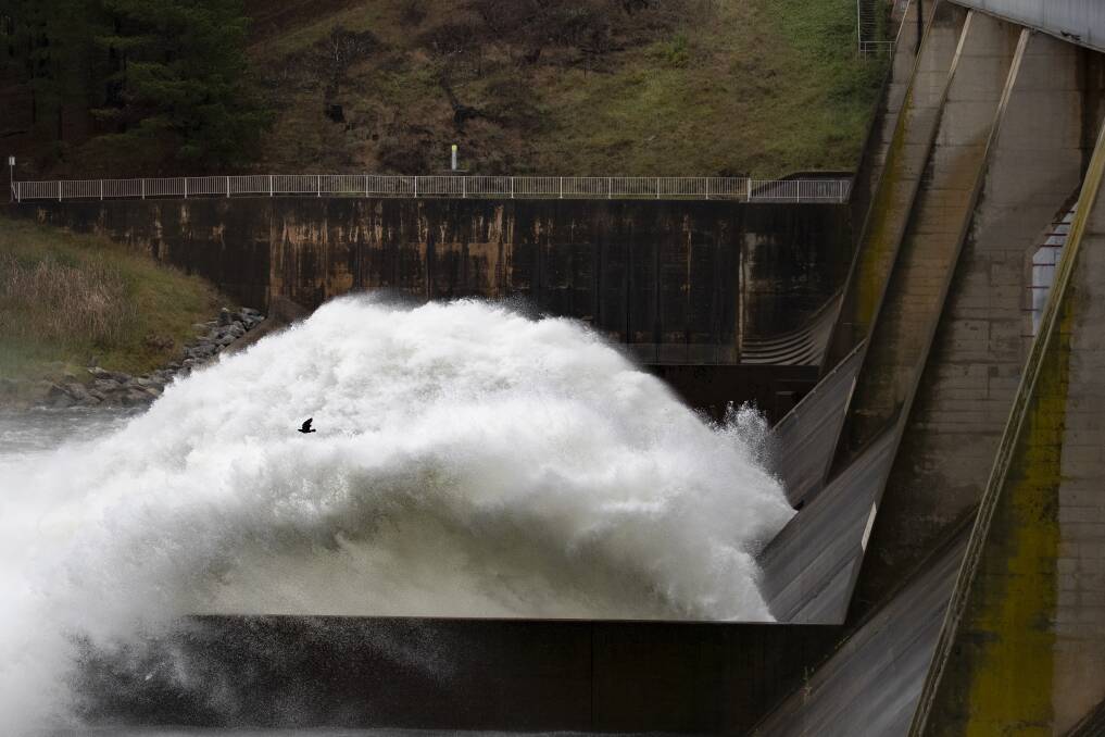 Rushing water at Scrivener dam after heavy rain on Thursday.  Photo: Sitthixay Ditthavong