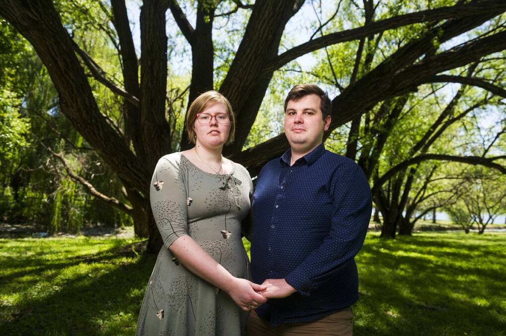 Hannah Coleman-Jennings 24, with her husband Connor Coleman-Jennings. Photo: Dion Georgopoulos
