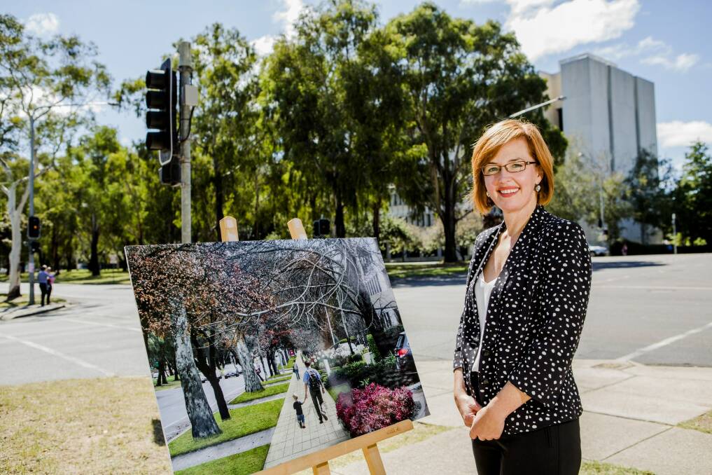 Transport and Municipal Services Minister Meegan Fitzharris announces plans for Northbourne Avenue. Photo: Jamila Toderas