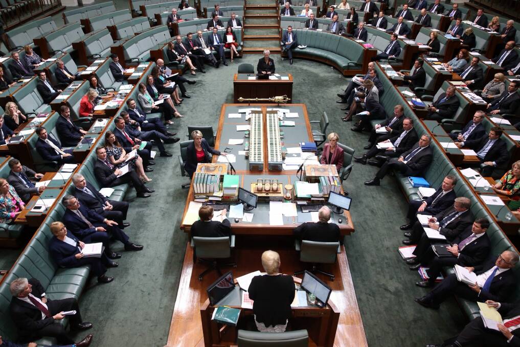 Speaker Julie Bishop addresess the House as Acting Prime Minister Julie Bishop and Acting Opposition Leader Tanya Plibersek sit at the table during question time on December 3. Photo: Andrew Meares