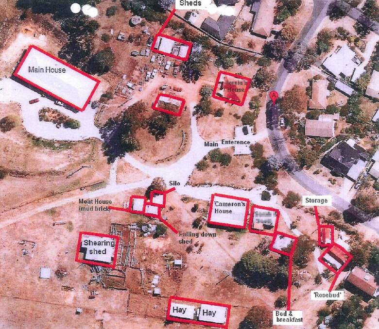 A map of the Tully farm tendered during the trial. Photo: Supplied