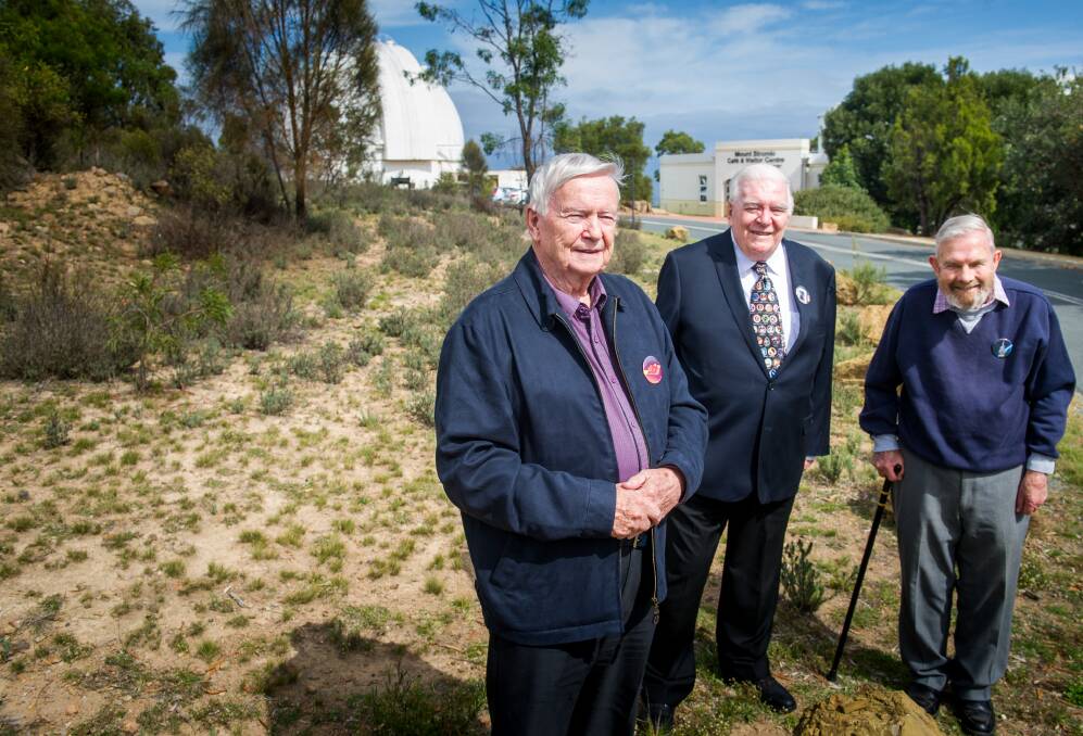 John Saxon, Mike Dinn and Hamish Lindsay worked at Honeysuckle Creek during the moon landing in 1969. They were at the launch of the Canberra and Region Heritage Festival reminiscing about how they helped get the image from the moon to the world. Photo: Elesa Kurtz