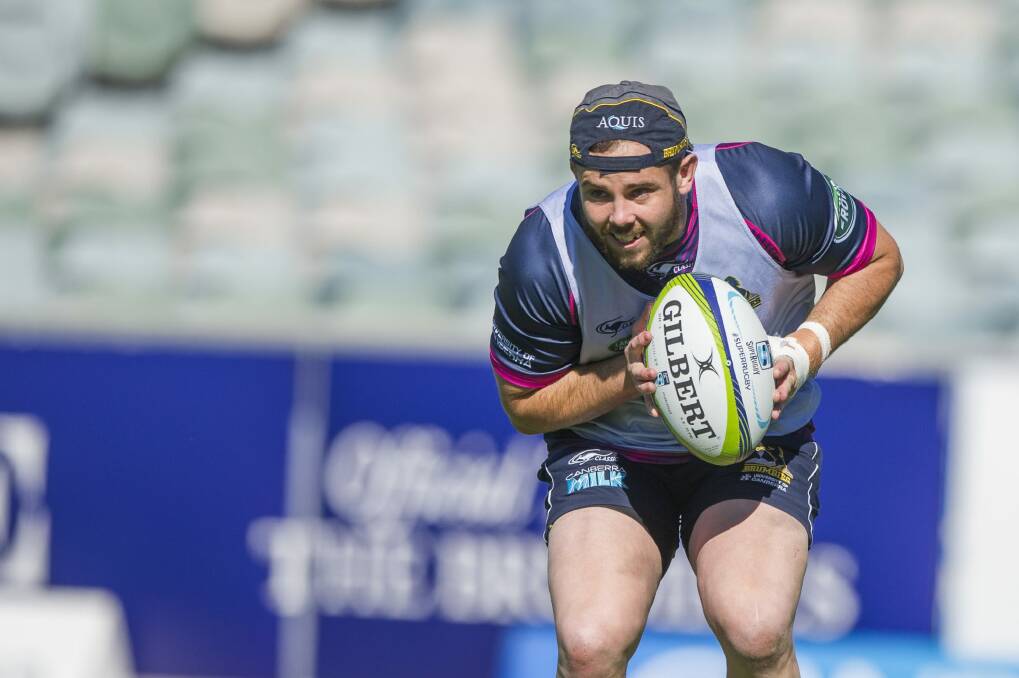 Robbie Coleman trains with the Brumbies on Thursday. Photo: Jay Cronan