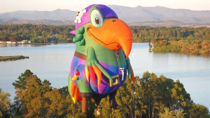 WINNERS: Pegleg Pete the hot-air balloon proved popular on Canberra Day. Photo: Paul Gibbs