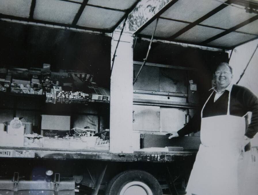 Back in the day: Leicester Donoghoe at his famous pie van. Photo: Supplied